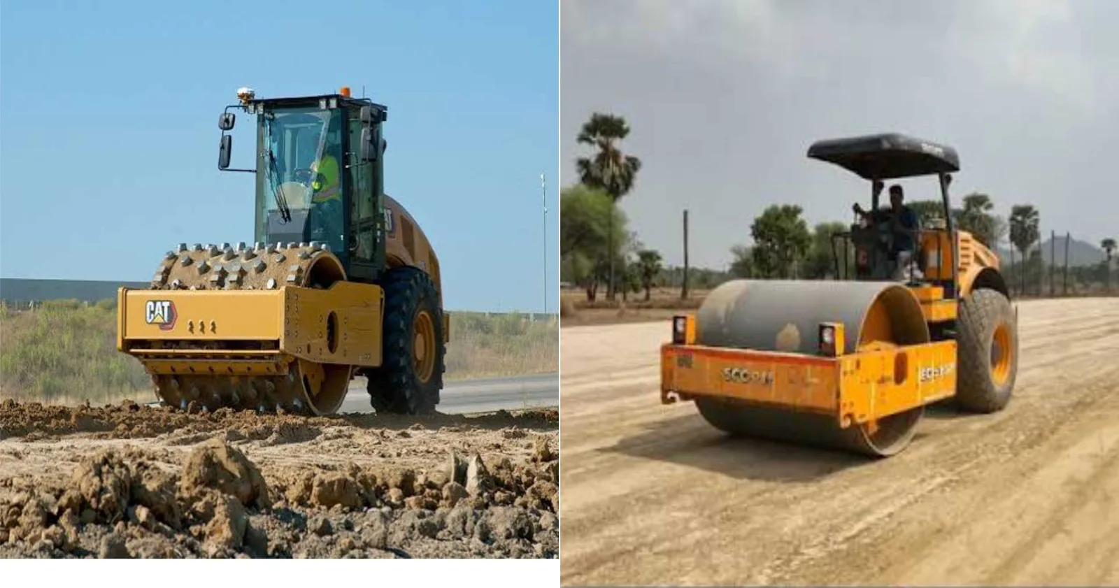 Road roller compacting asphalt on a street